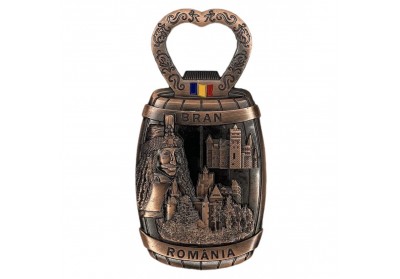 Magnet metalic Bran România (deschizător de sticle) arămiu